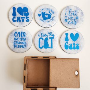 “I Love Cats” Resin Coasters