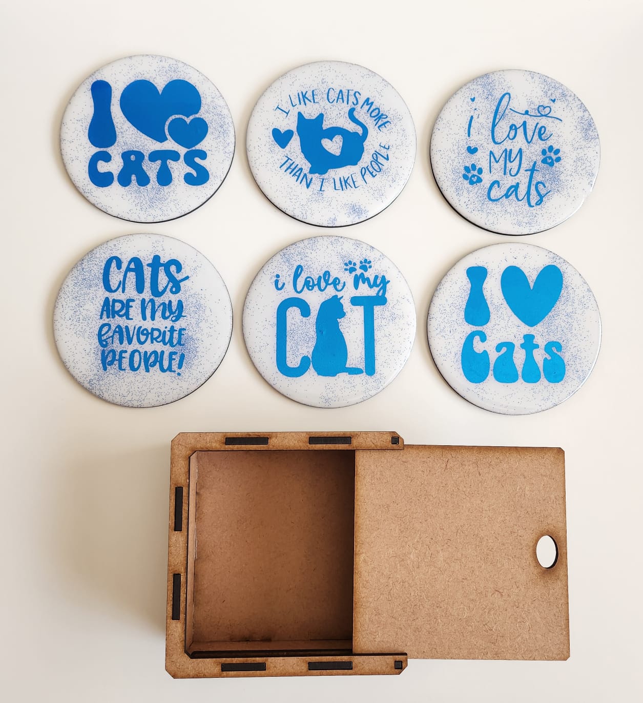 “I Love Cats” Resin Coasters