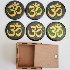 Green and Gold Resin Coasters