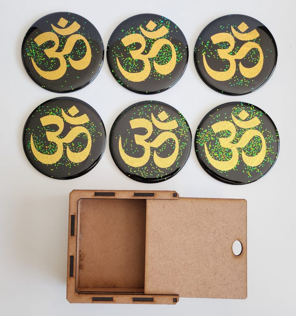 Green and Gold Resin Coasters