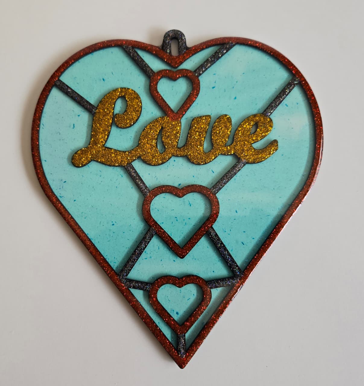 Stained Glass Effect made from Resin “Love” Heart Suncatcher