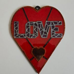 Stained Glass “LOVE” Heart Suncatcher
