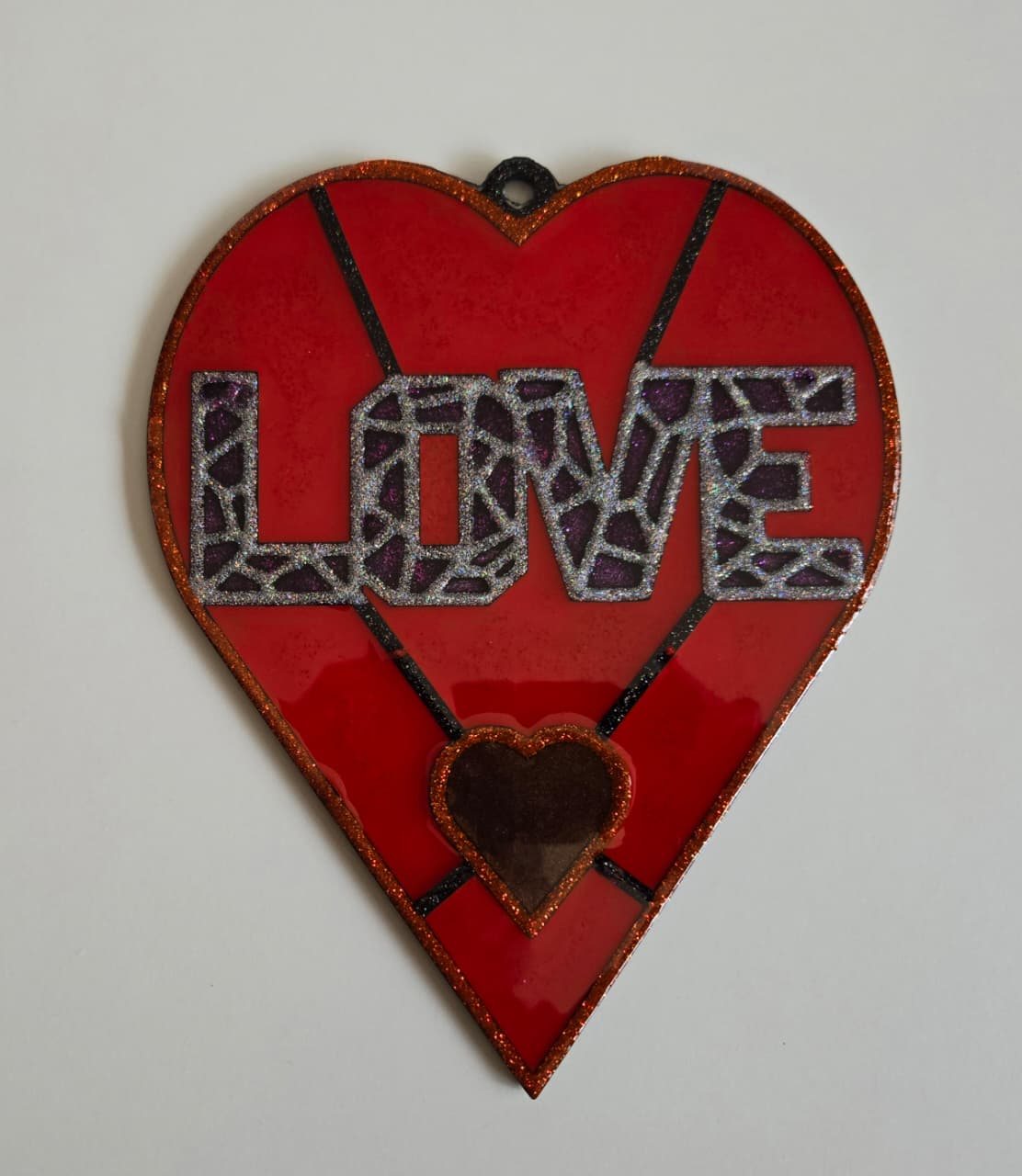 Stained Glass Effect made from Resin “LOVE” Heart Suncatcher
